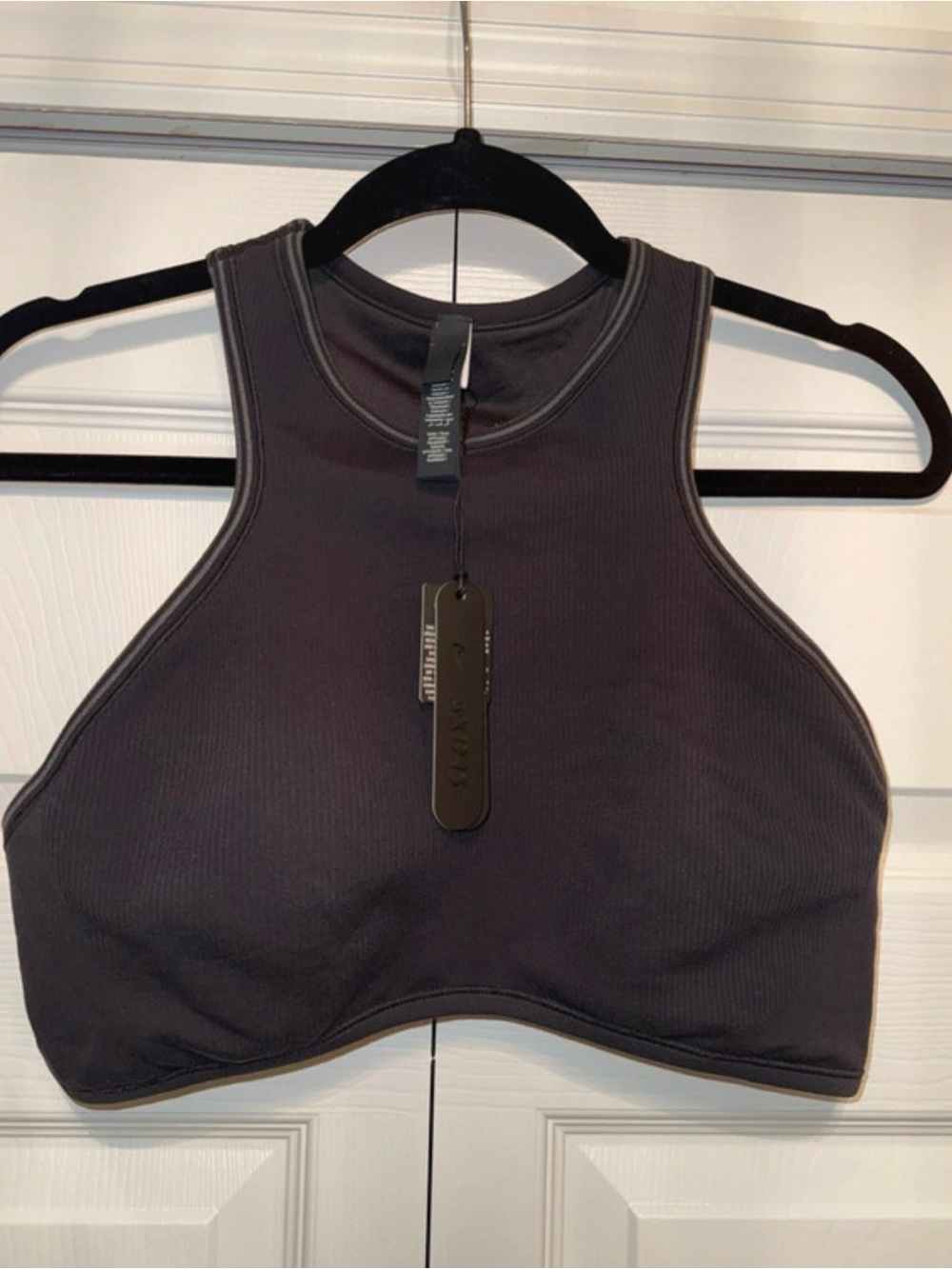 Nike Skims Ribbed Seamless Racer Front Bra Large Obsidian
